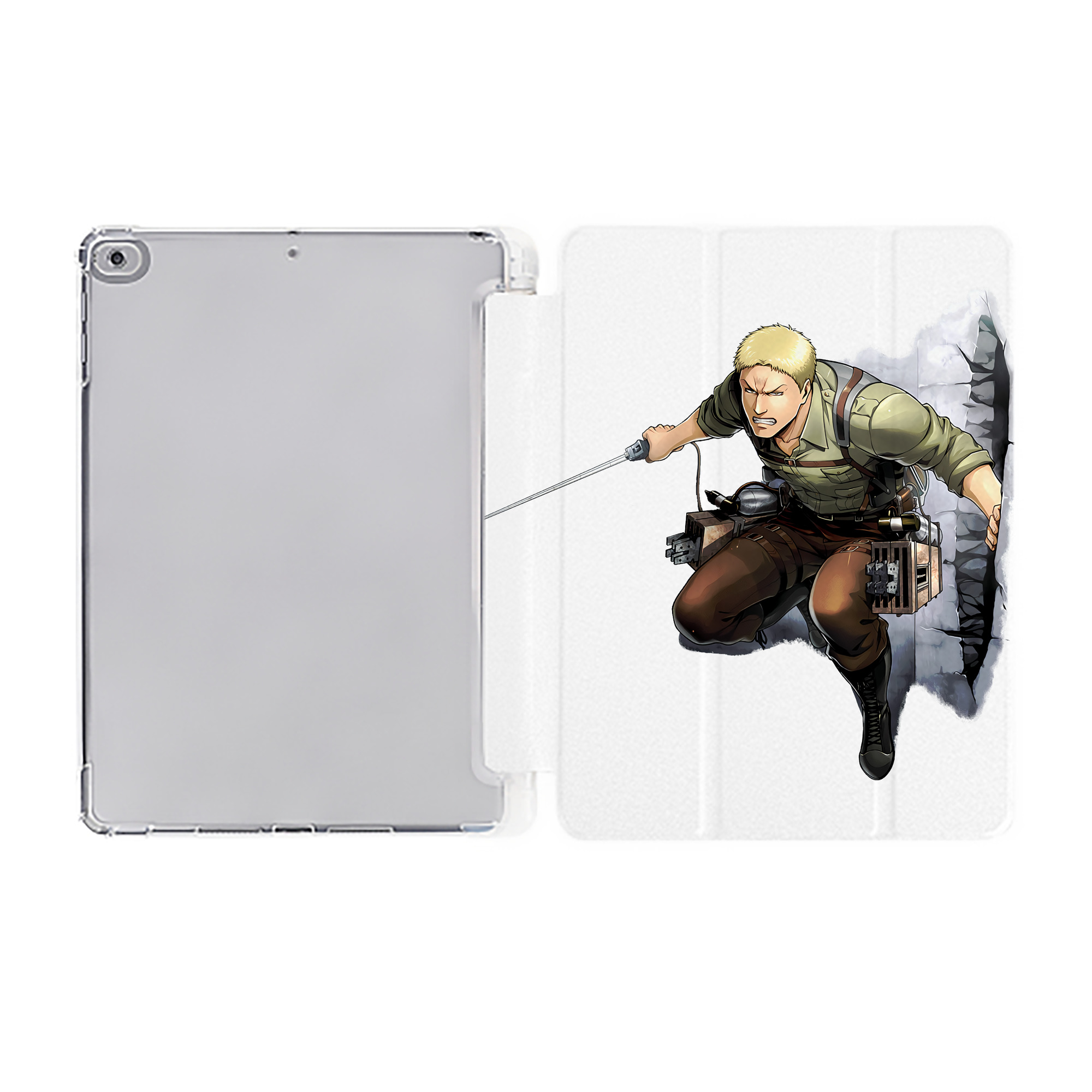 （画像用） 進撃の巨人 ライナー・ブラウン Attack on Titan Reiner Braun IPad ケース ペン収納付き 三つ折りスタンド PUレザー×シリコン 対応機種9.5/10.5/10.9インチ